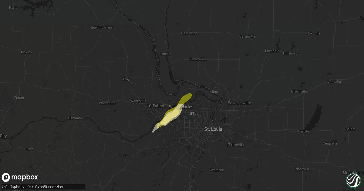 Hail map in Saint Charles, MO on April 17, 2026