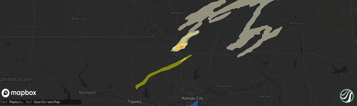 Hail map in Saint Joseph, MO on April 17, 2026