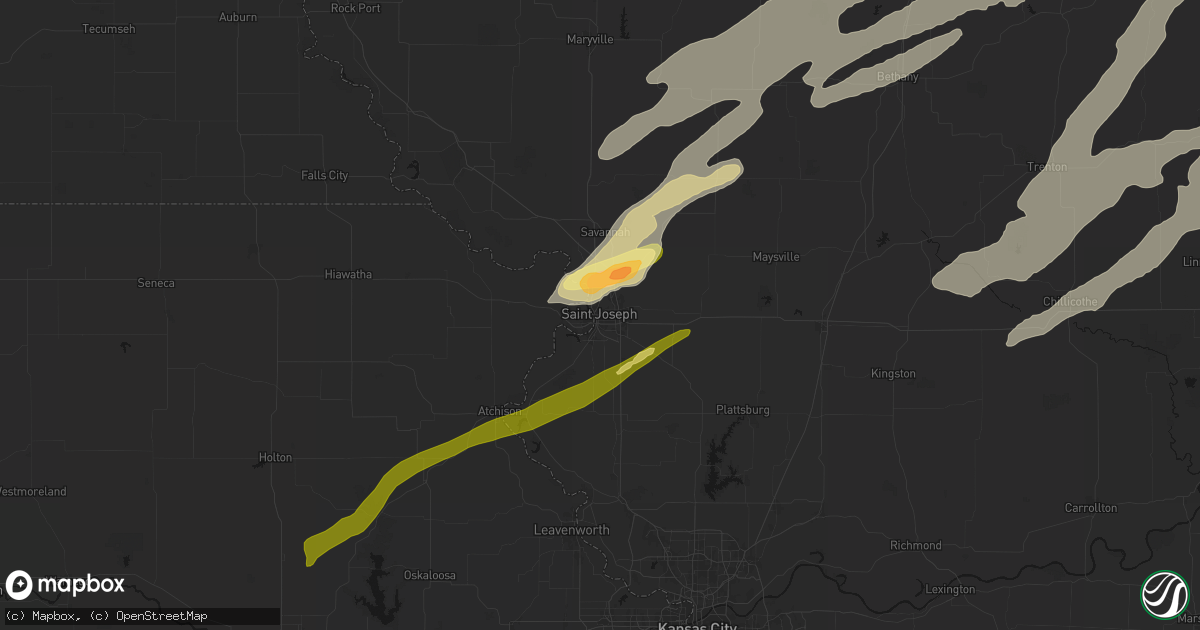 Hail map in Saint Joseph, MO on April 17, 2026