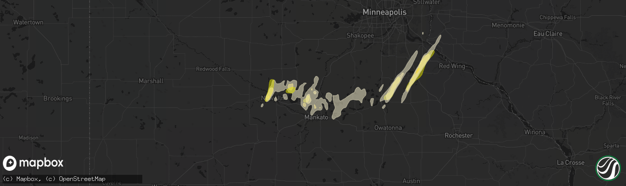 Hail map in Saint Peter, MN on April 17, 2026