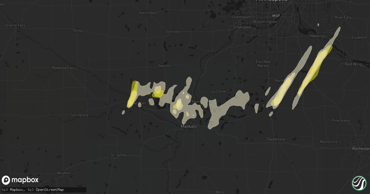 Hail map in Saint Peter, MN on April 17, 2026