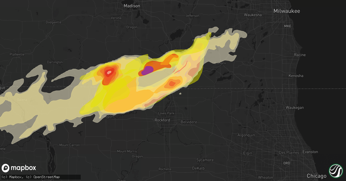 Hail map in South Beloit, IL on April 17, 2026
