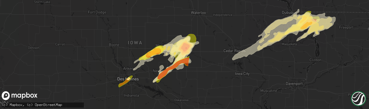 Hail map in Tama, IA on April 17, 2026