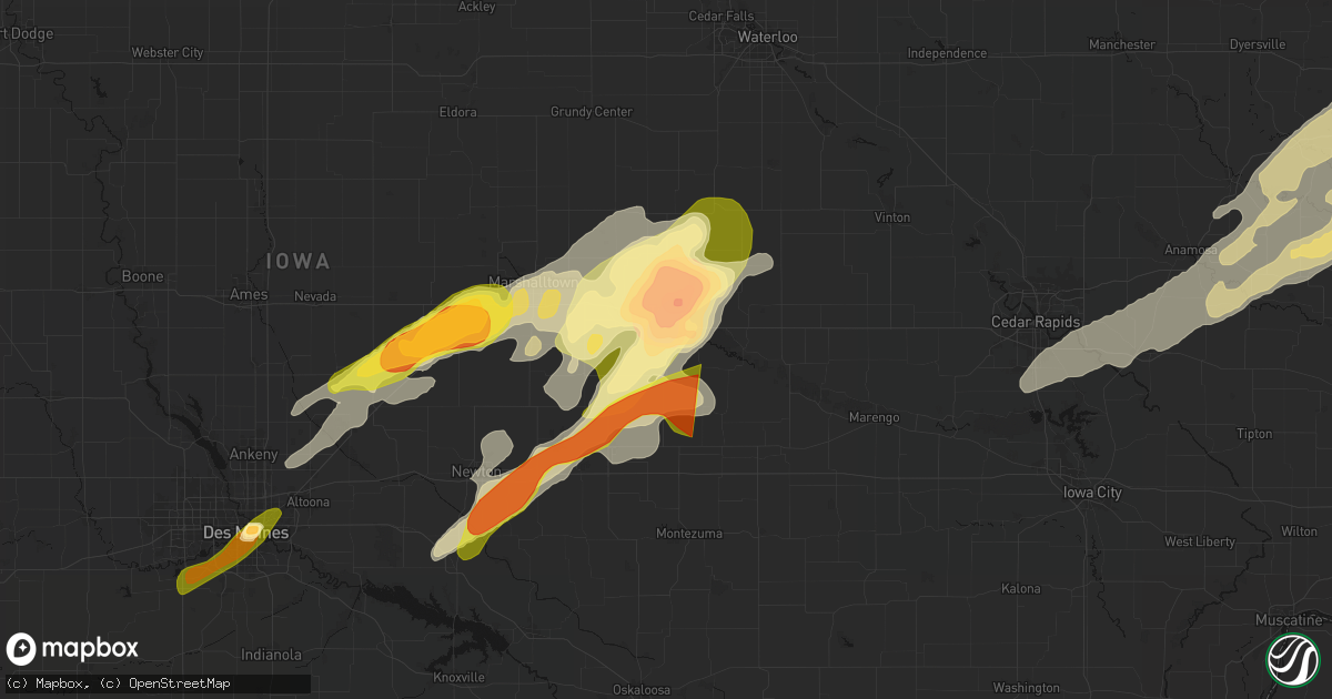Hail map in Tama, IA on April 17, 2026