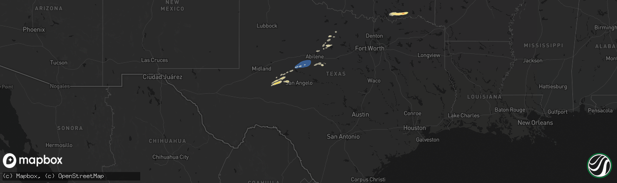 Hail map in Texas on April 17, 2026