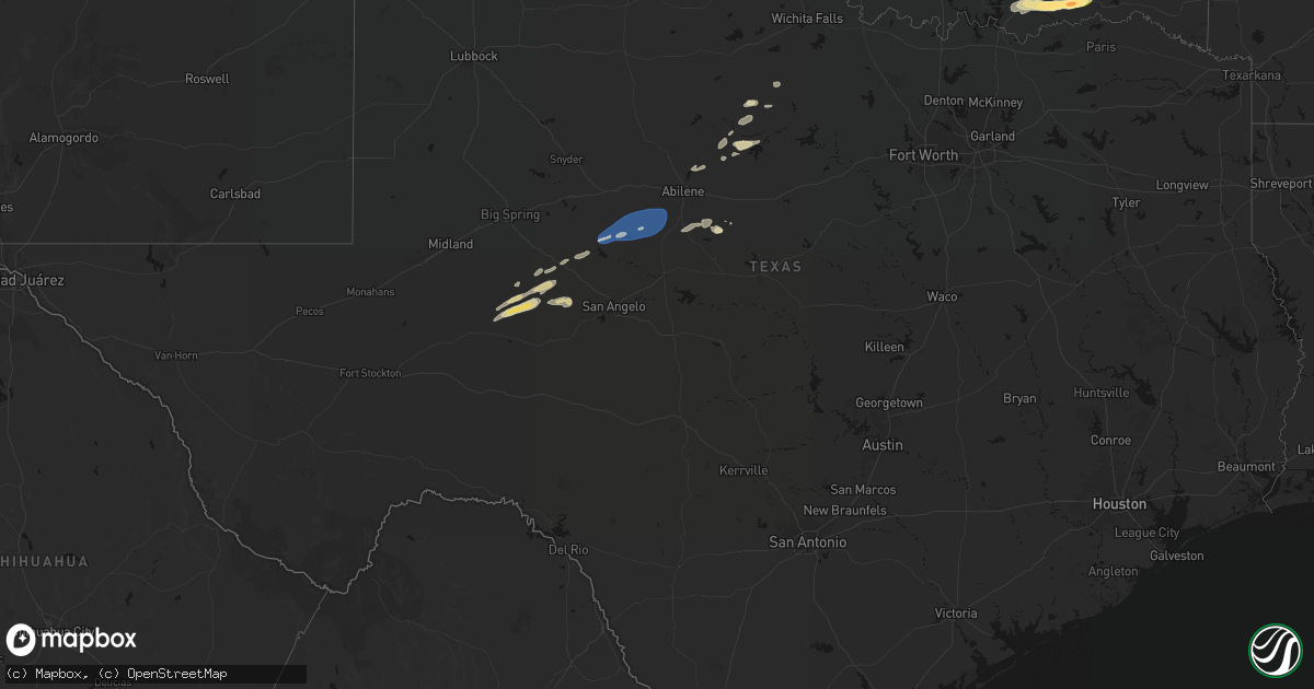 Hail map in Texas on April 17, 2026