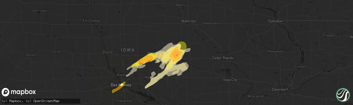 Hail map in Toledo, IA on April 17, 2026