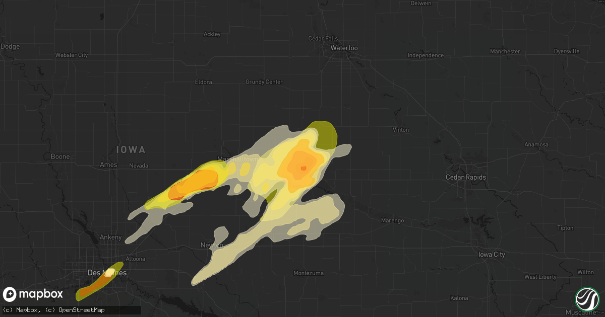 Hail map in Toledo, IA on April 17, 2026