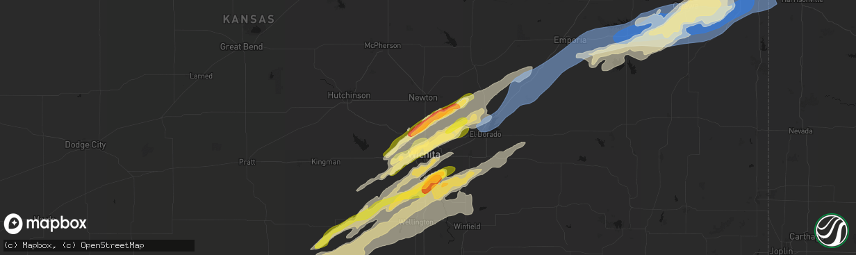 Hail map in Valley Center, KS on April 17, 2026