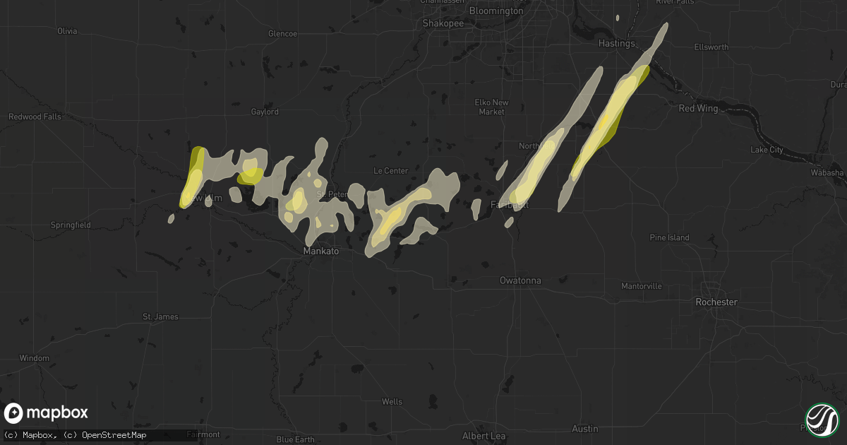 Hail map in Waterville, MN on April 17, 2026