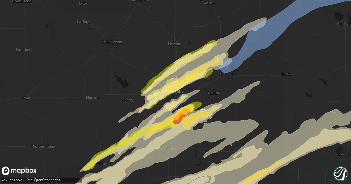 Hail map in Wichita, KS on April 17, 2026