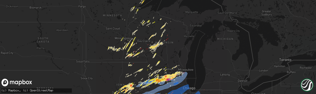 Hail map in Wisconsin on April 17, 2026