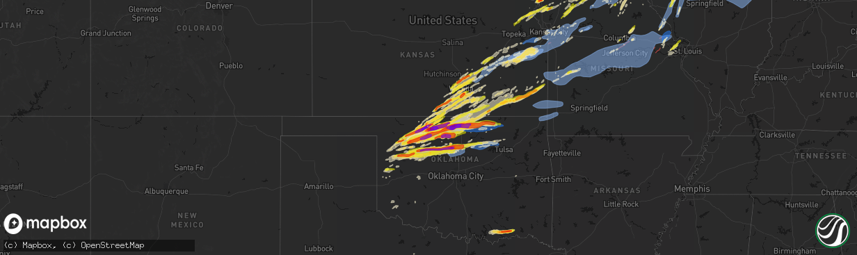 Hail map on April 17, 2026