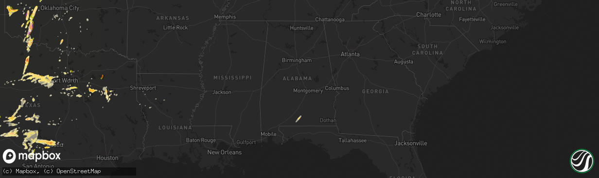 Hail map in Alabama on April 18, 2015