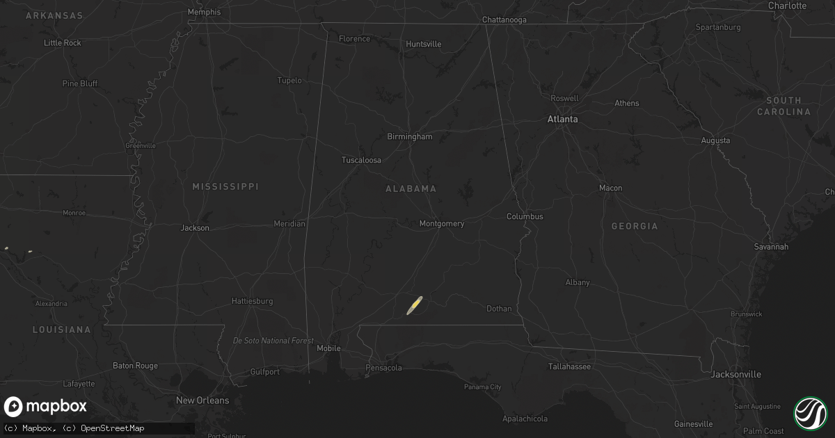 Hail map in Alabama on April 18, 2015