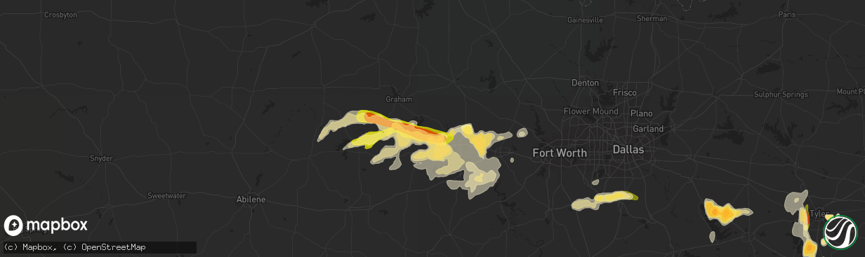 Hail map in Graford, TX on April 18, 2015