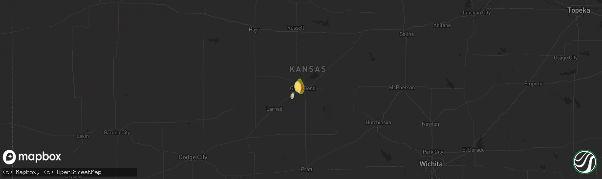 Hail map in Great Bend, KS on April 18, 2015