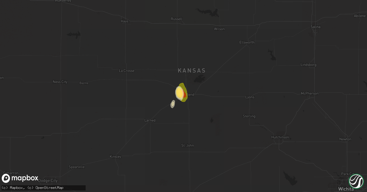 Hail map in Great Bend, KS on April 18, 2015