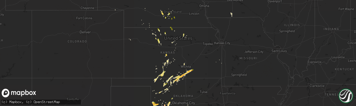 Hail map in Kansas on April 18, 2015