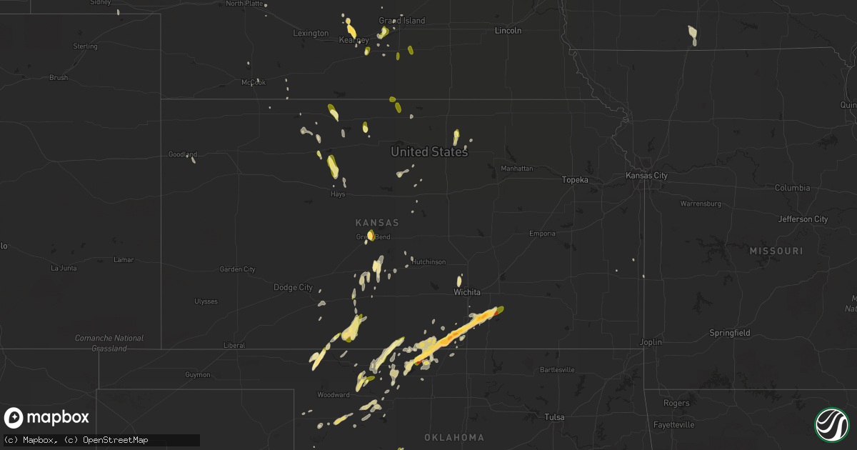 Hail map in Kansas on April 18, 2015