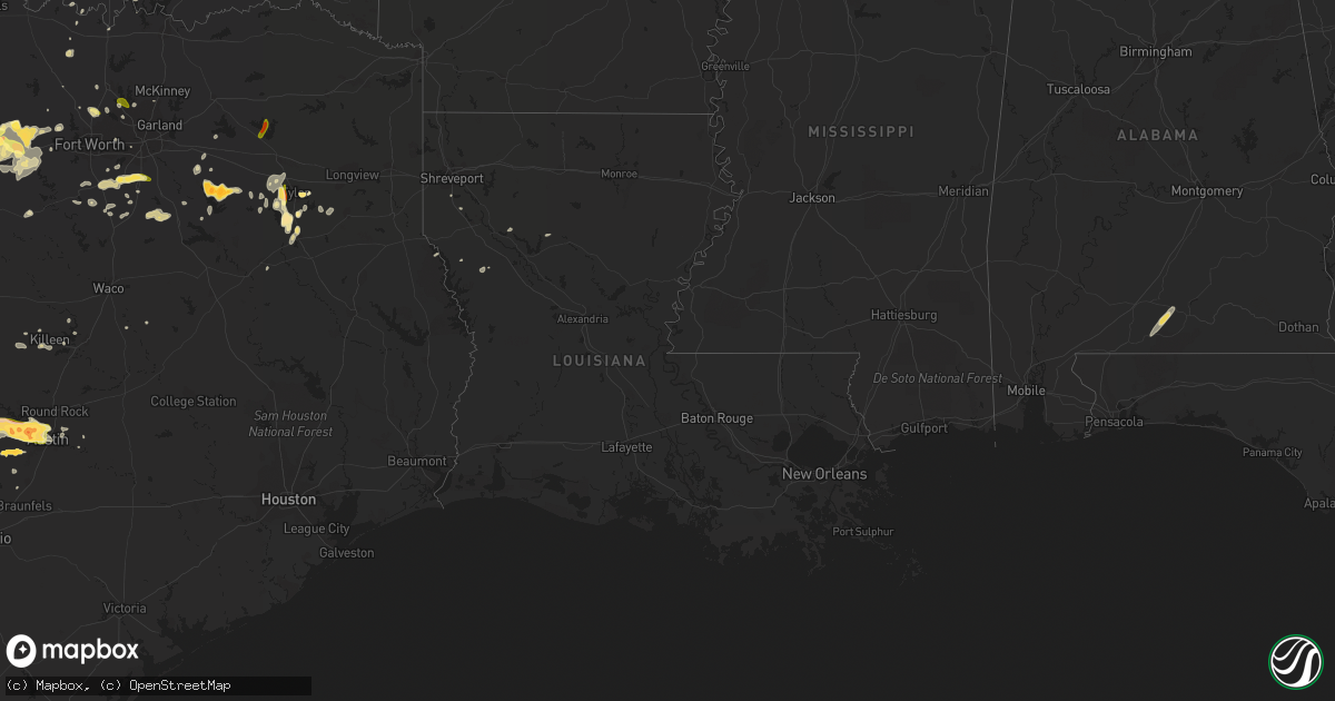 Hail map in Louisiana on April 18, 2015