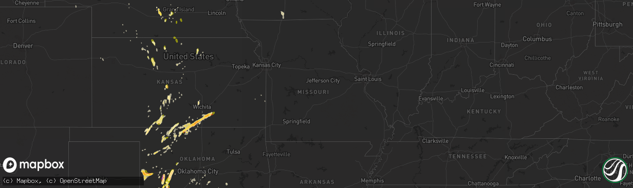 Hail map in Missouri on April 18, 2015