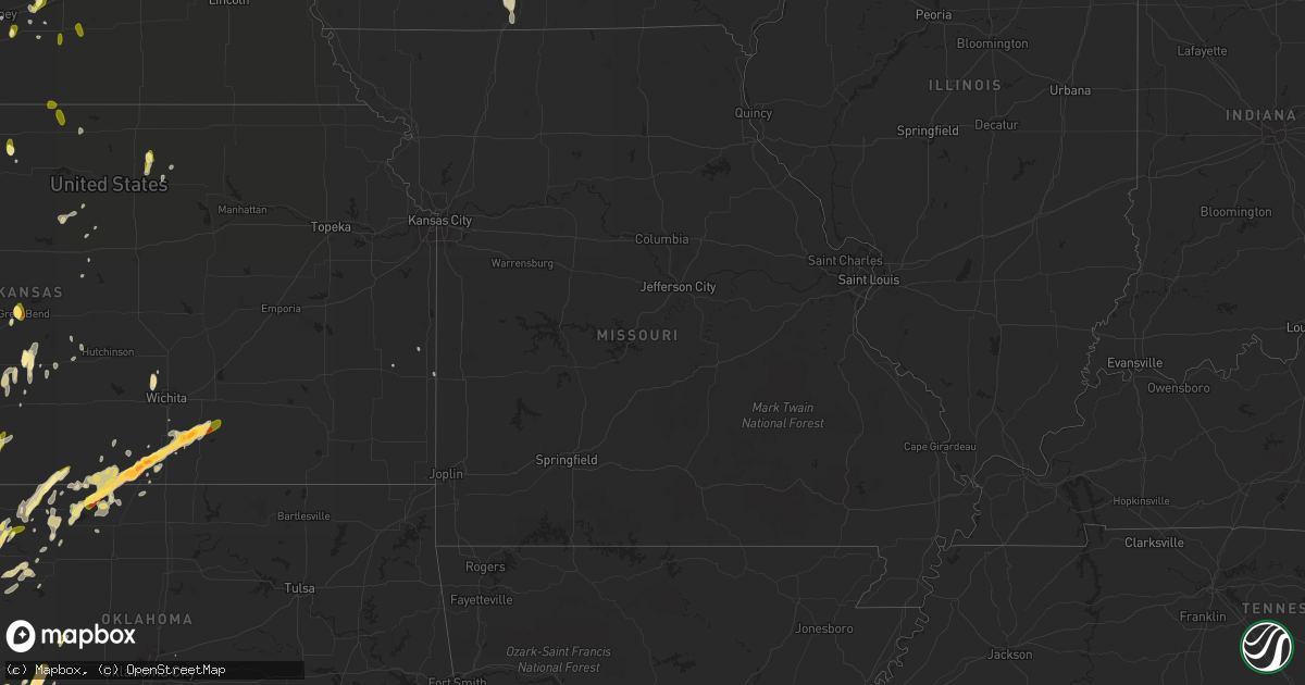 Hail map in Missouri on April 18, 2015