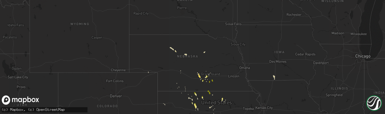 Hail map in Nebraska on April 18, 2015