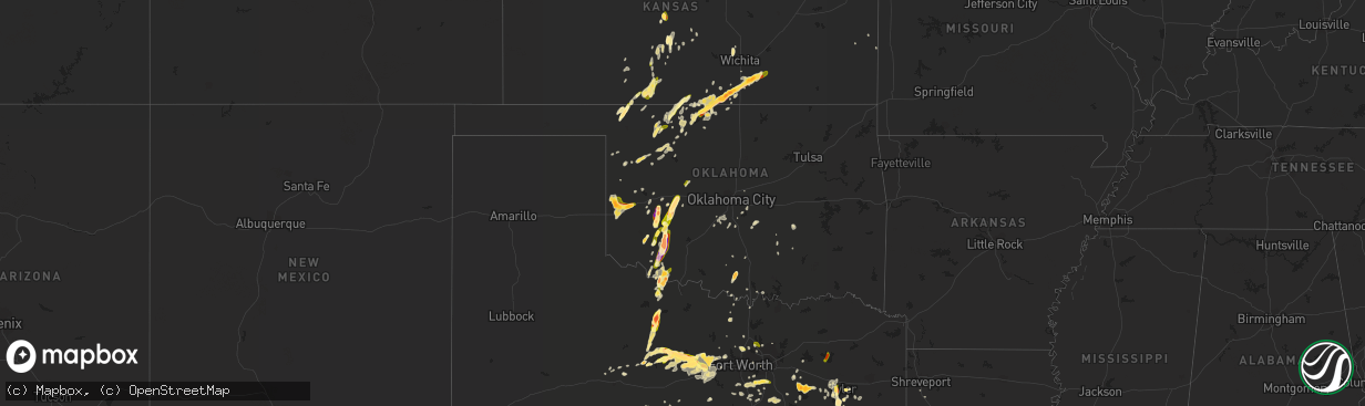 Hail map in Oklahoma on April 18, 2015