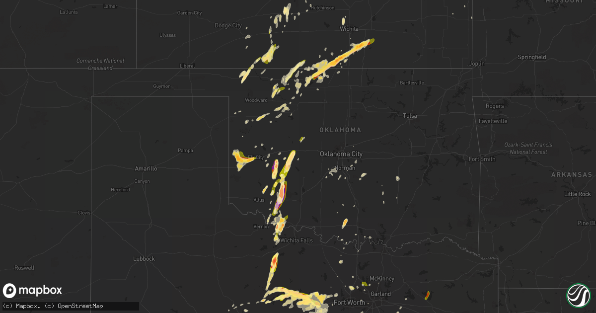 Hail map in Oklahoma on April 18, 2015