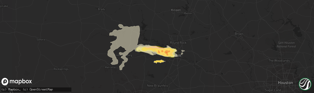 Hail map in Spicewood, TX on April 18, 2015