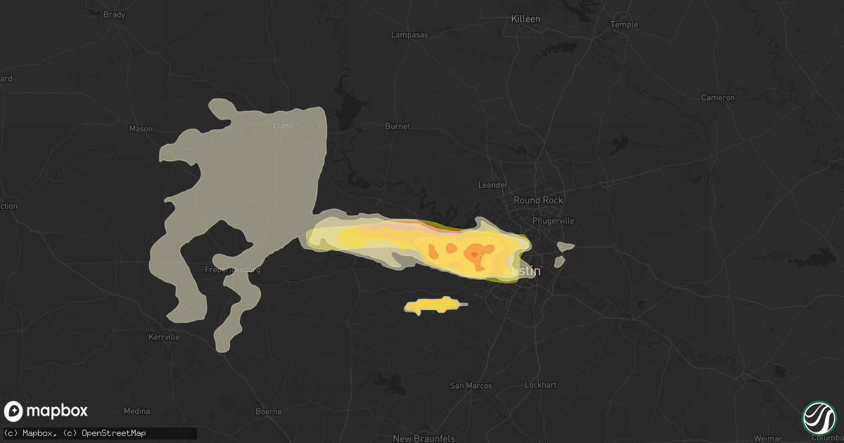 Hail map in Spicewood, TX on April 18, 2015