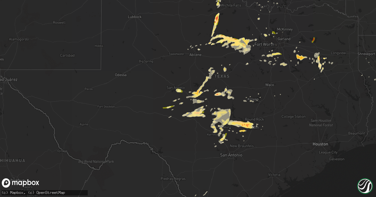 Hail map in Texas on April 18, 2015