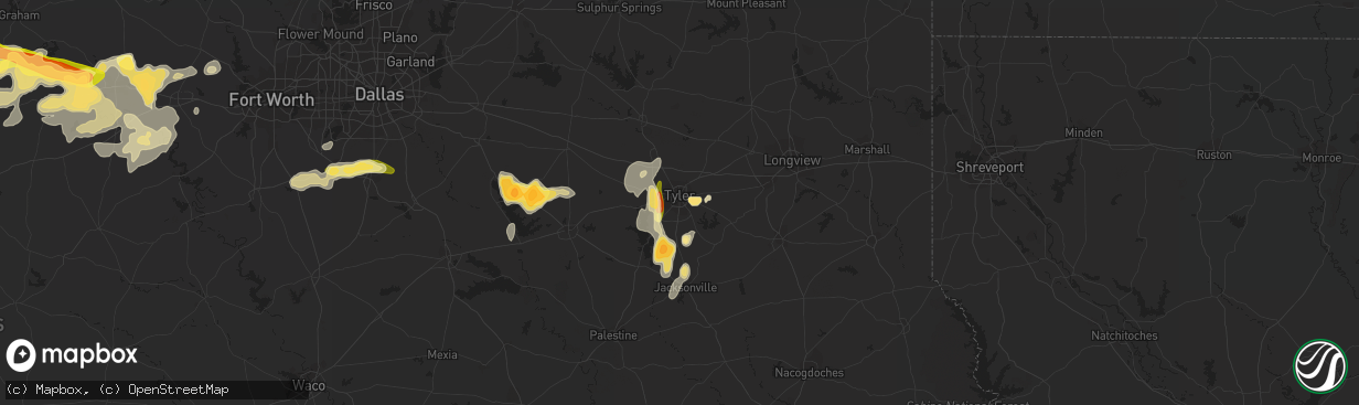 Hail map in Tyler, TX on April 18, 2015