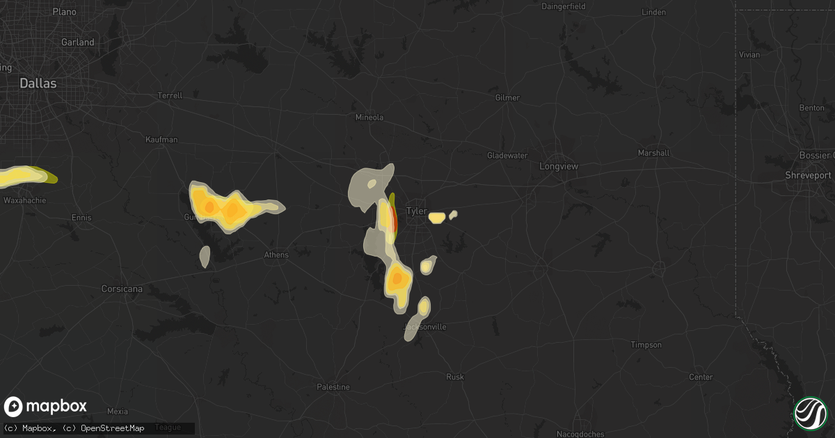 Hail map in Tyler, TX on April 18, 2015