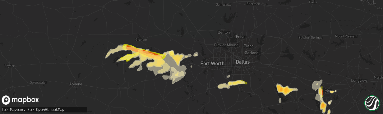 Hail map in Weatherford, TX on April 18, 2015