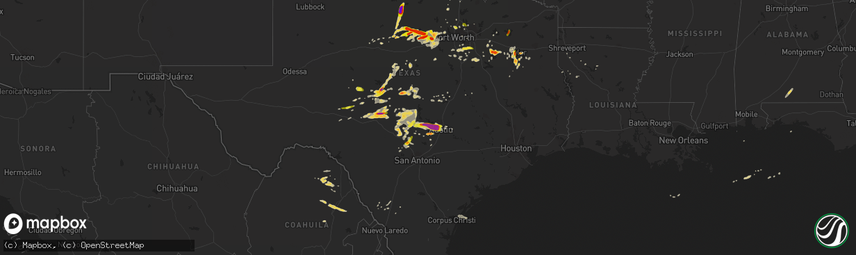 Hail map on April 18, 2015