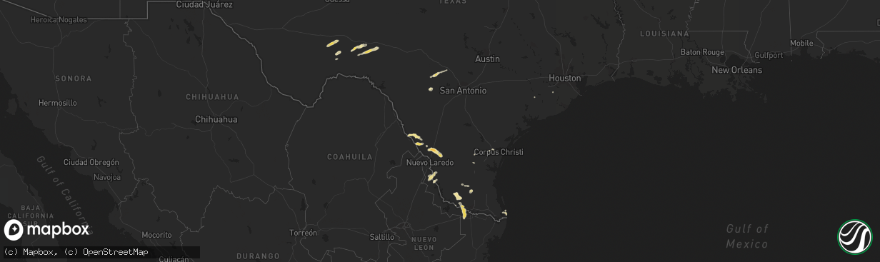 Hail map in Texas on April 18, 2016