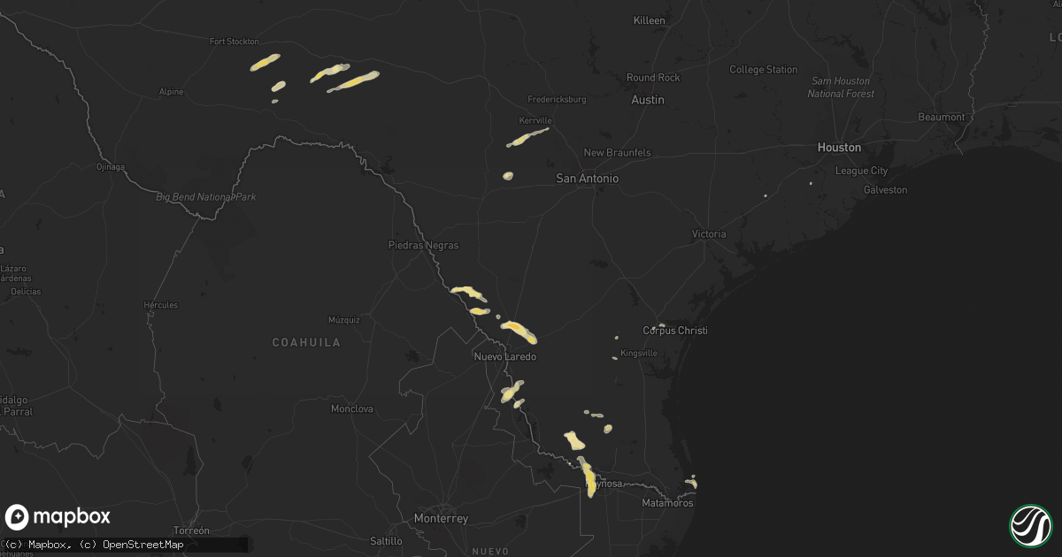 Hail map in Texas on April 18, 2016
