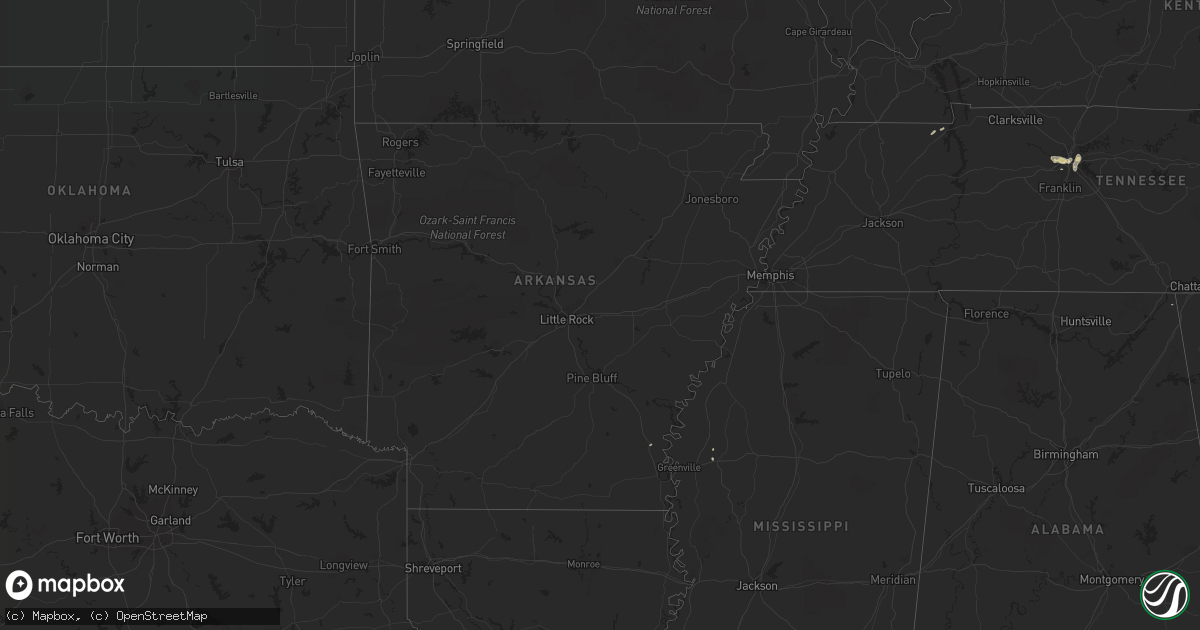 Hail map in Arkansas on April 18, 2017