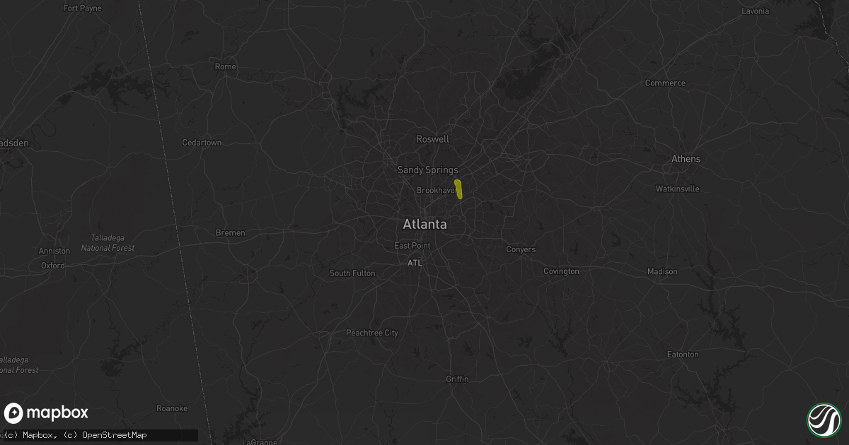 Hail map in Atlanta, GA on April 18, 2017