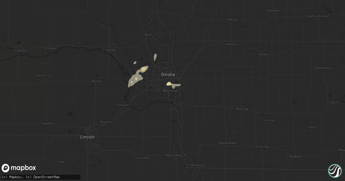 Hail map in Bellevue, NE on April 18, 2017