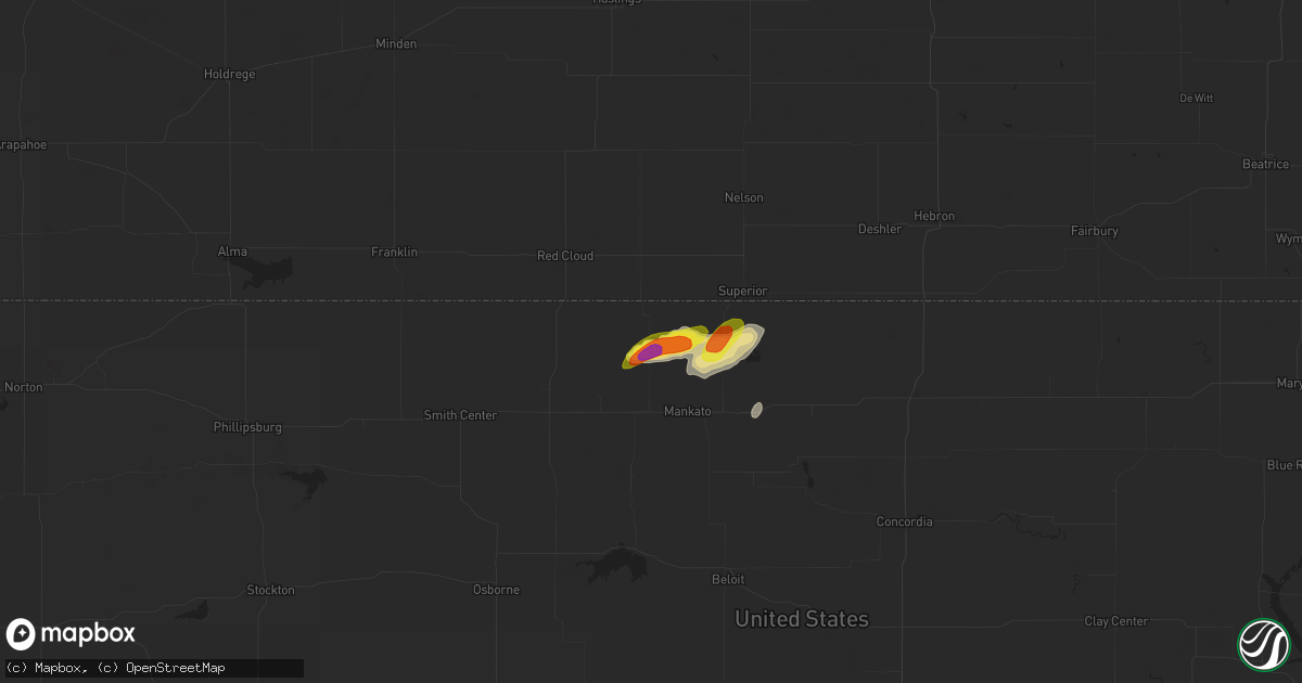 Hail map in Burr Oak, KS on April 18, 2017