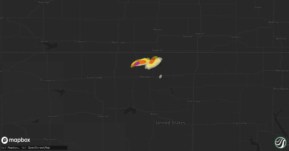 Hail map in Mankato, KS on April 18, 2017