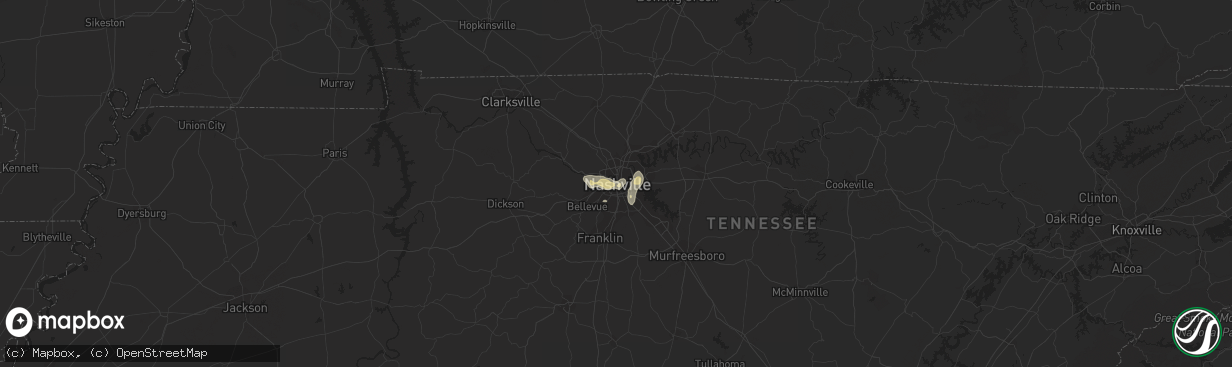 Hail map in Nashville, TN on April 18, 2017