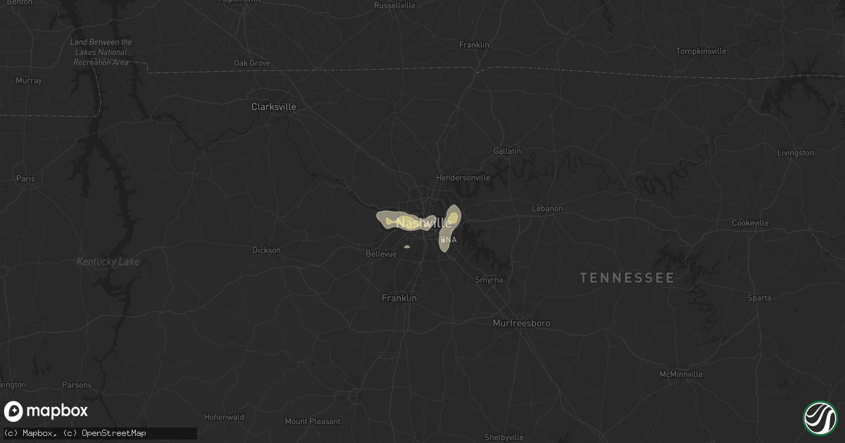 Hail map in Nashville, TN on April 18, 2017