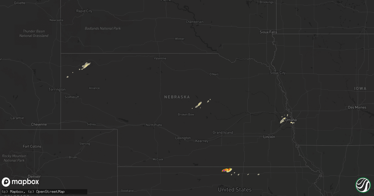 Hail map in Nebraska on April 18, 2017