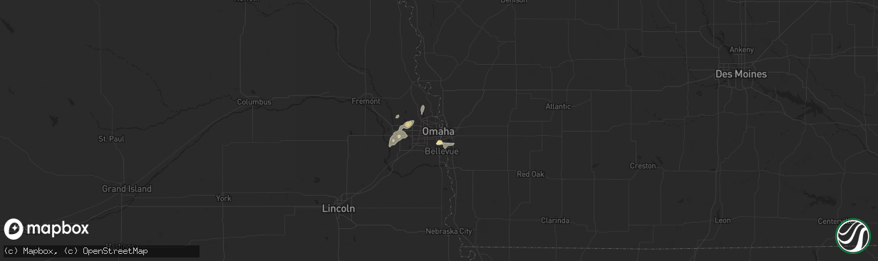 Hail map in Omaha, NE on April 18, 2017