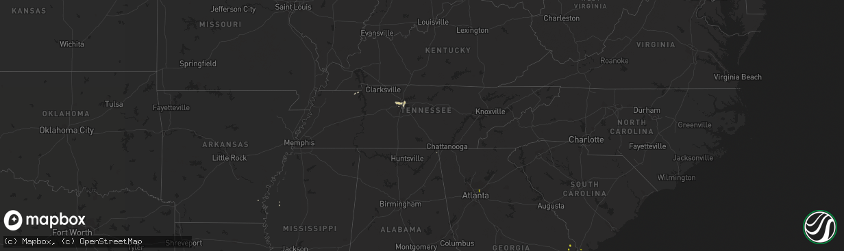 Hail map in Tennessee on April 18, 2017