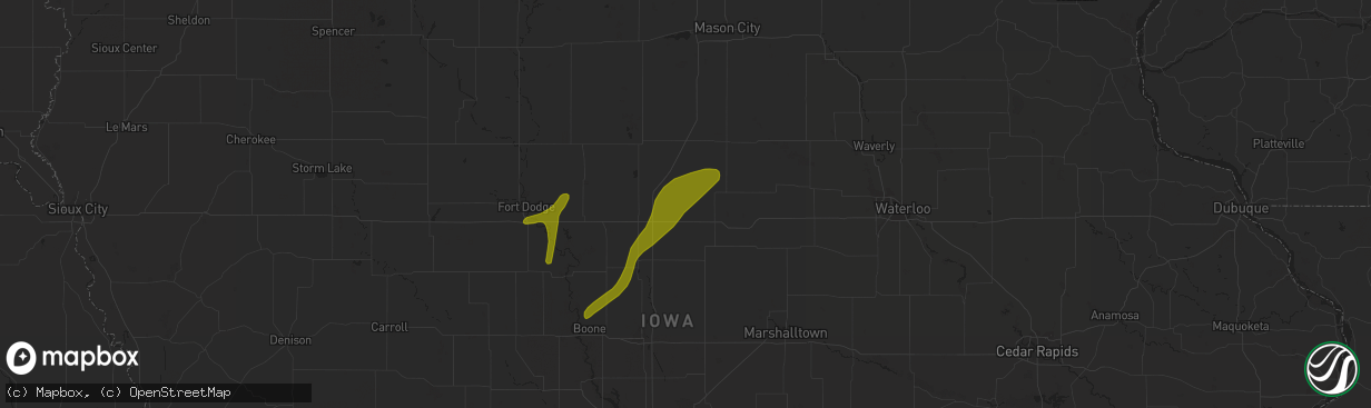 Hail map in Alden, IA on April 18, 2018